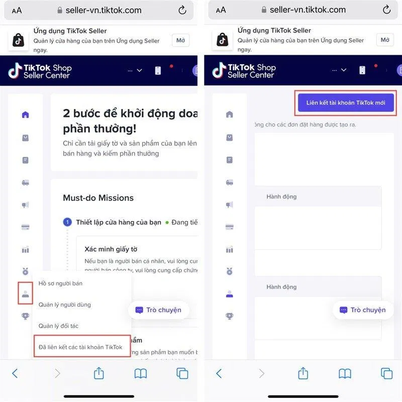 Cách liên kết TikTok Shop với tài khoản cá nhân (Ảnh: Internet) Cách liên kết TikTok Shop với tài khoản cá nhân (Ảnh: Internet)