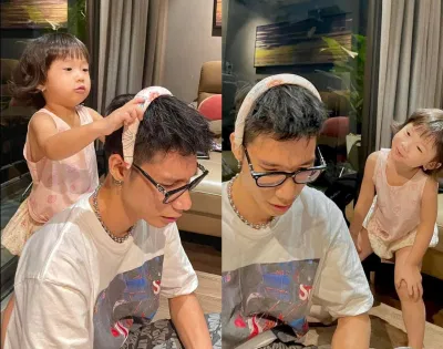 Cô bé tinh nghịch thắt nơ, cài tóc cho rapper MCK (Nguồn: Internet) Cô bé tinh nghịch thắt nơ, cài tóc cho rapper MCK (Nguồn: Internet)