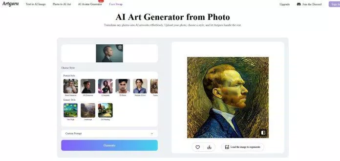 Tạo tranh nghệ thuật với Artguru (Ảnh: Internet) Tạo tranh nghệ thuật với Artguru (Ảnh: Internet)