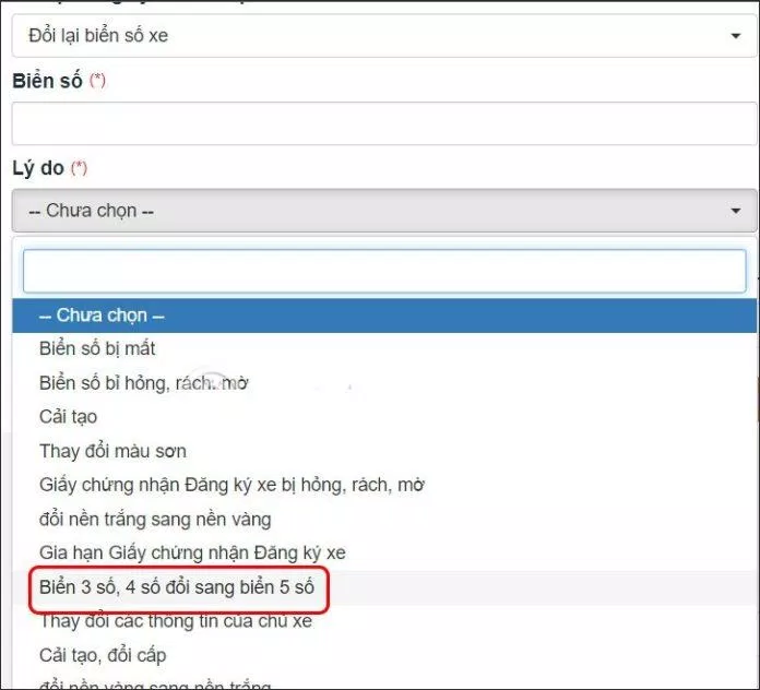 Cách đổi biển 3 số, 4 số sang 5 số online