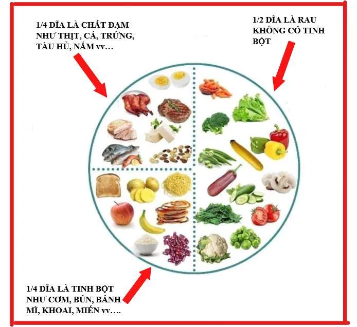 Áp dụng phương pháp đĩa thức ăn - Plate Method khi giảm cân (Nguồn: Internet) Áp dụng phương pháp đĩa thức ăn - Plate Method khi giảm cân (Nguồn: Internet)