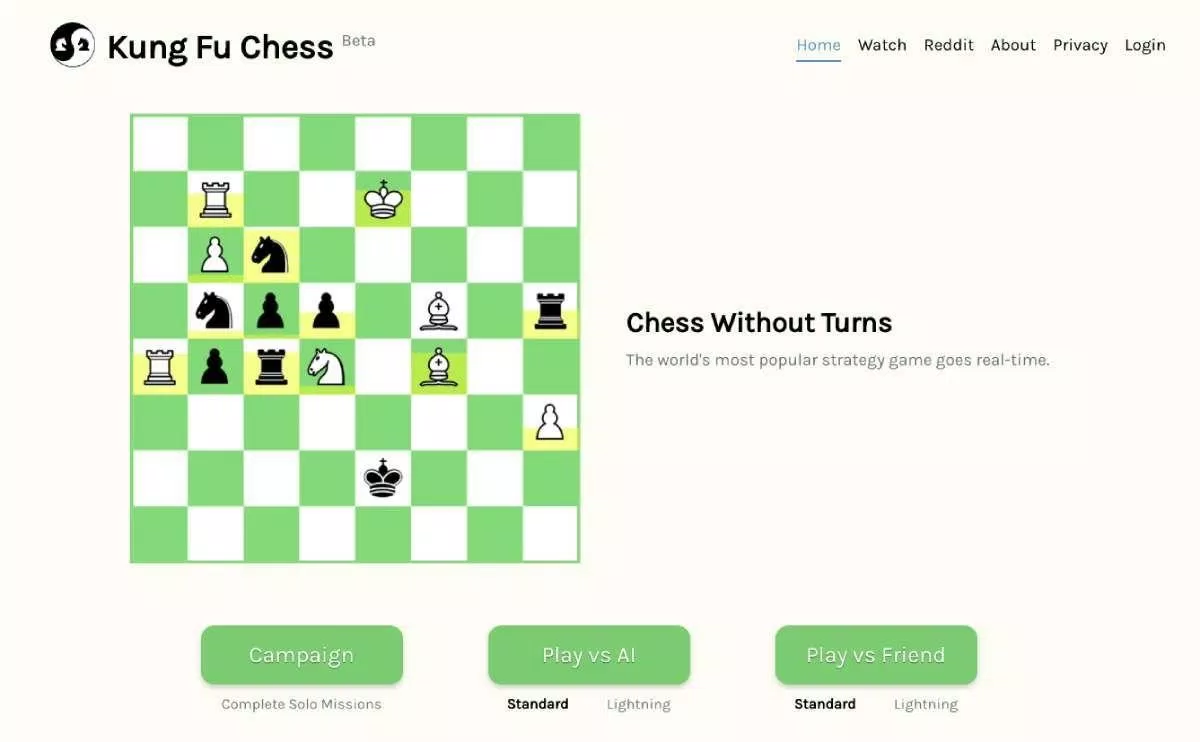 Game cờ vua độc lạ Kung Fu Chess (Ảnh: Internet) Game cờ vua độc lạ Kung Fu Chess (Ảnh: Internet)