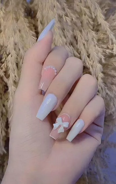 Mẫu nail cô dâu màu trắng đơn giản, thanh lịch (Ảnh: Internet)