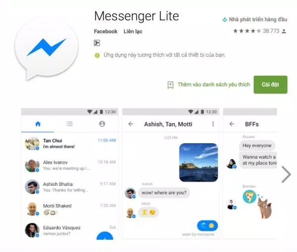 Messenger Lite là phiên bản thu gọn của Messenger (Ảnh: Internet) Messenger Lite là phiên bản thu gọn của Messenger (Ảnh: Internet)