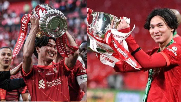 Tiền đạo người Nhật góp công lớn trong hai chức vô địch FA Cup và Carabao Cup của Liverpool (nguồn ảnh: Internet) Tiền đạo người Nhật góp công lớn trong hai chức vô địch FA Cup và Carabao Cup của Liverpool (nguồn ảnh: Internet)