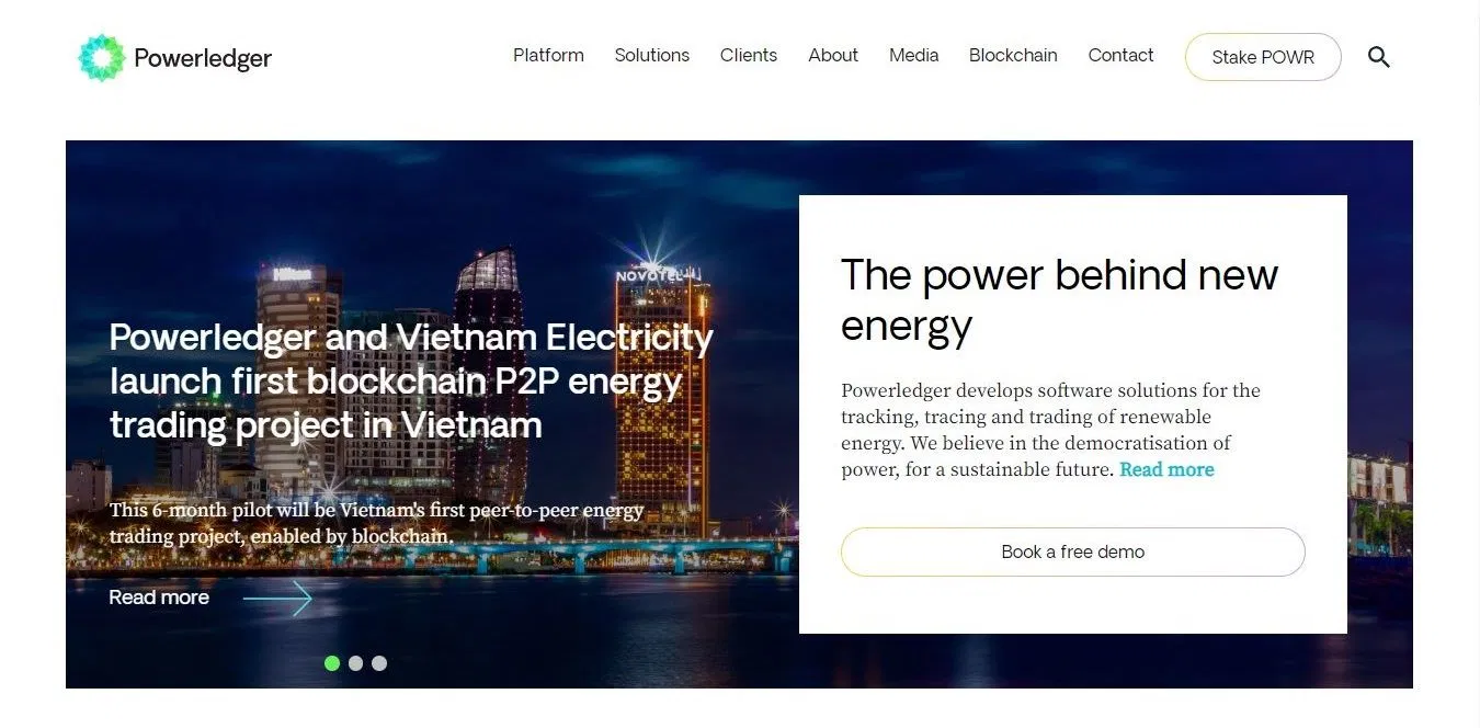 Trang chủ của Powerledger (Ảnh: Internet) Trang chủ của Powerledger (Ảnh: Internet)
