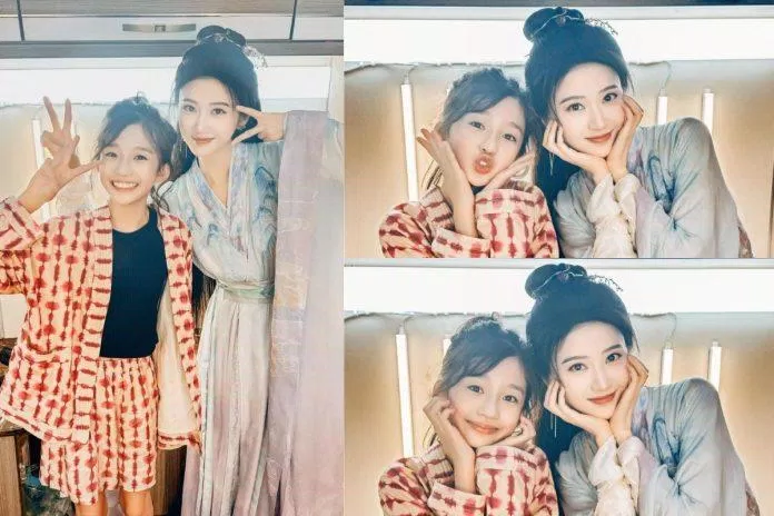 Chỉ Diễm đến thăm Cảnh Điềm tỷ tỷ tại phim trường Tứ Hải TRọng Minh. (Nguồn: Internet)