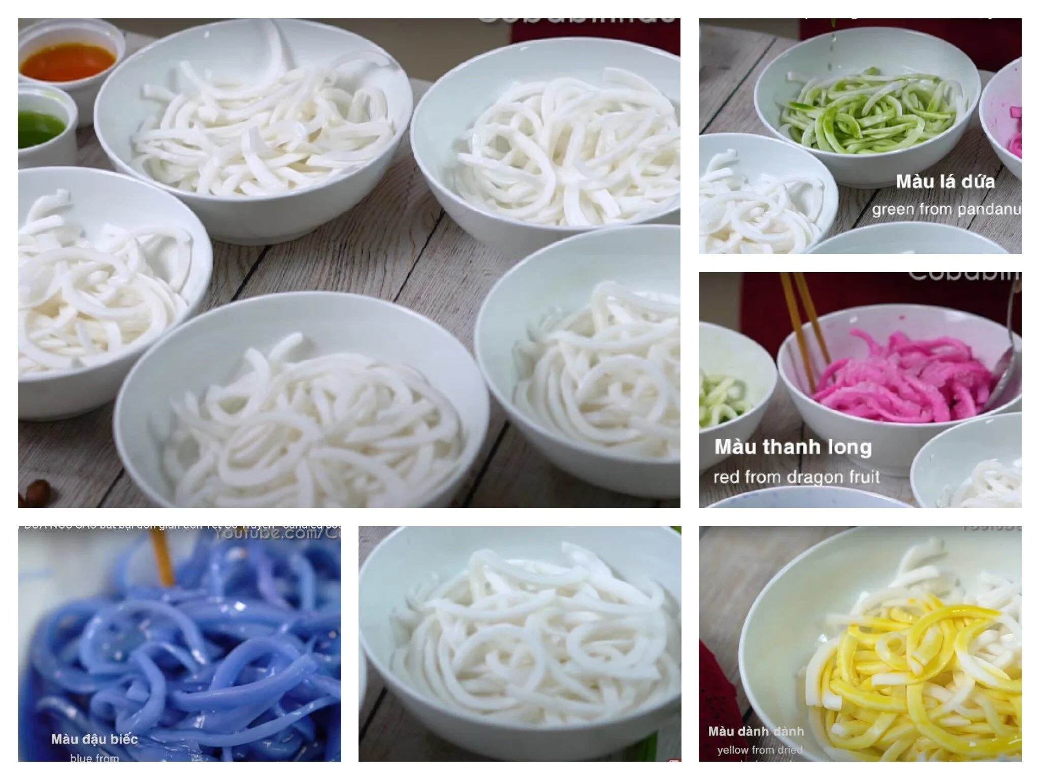 Tạo màu ngũ sắc cho mứt dừa