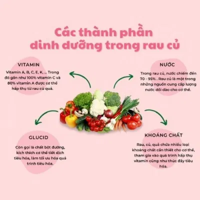 Các chất dinh dưỡng trong rau củ quả (Nguồn: Internet) Các chất dinh dưỡng trong rau củ quả (Nguồn: Internet)