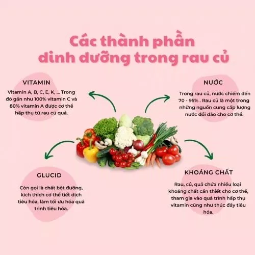 Các chất dinh dưỡng trong rau củ quả (Nguồn: Internet) Các chất dinh dưỡng trong rau củ quả (Nguồn: Internet)