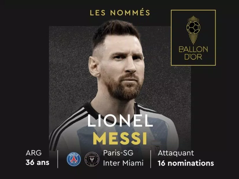 Messi nhận về số phiếu áp đảo với 16 phiếu (Ảnh: France Football)