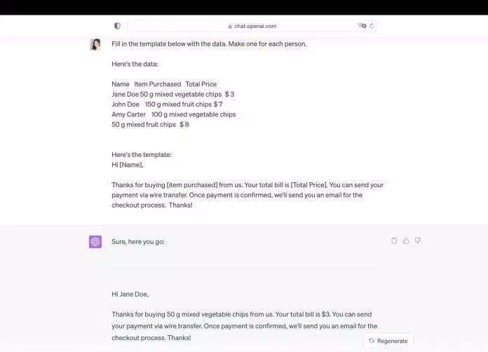 Dùng ChatGPT để điền nội dung vào mẫu (Ảnh: Internet) Dùng ChatGPT để điền nội dung vào mẫu (Ảnh: Internet)