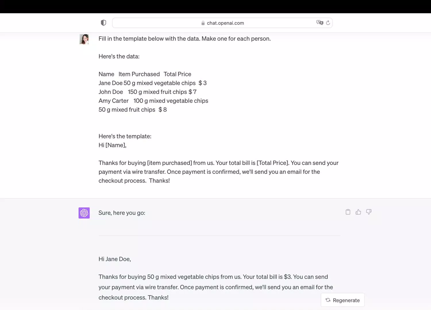 Dùng ChatGPT để điền nội dung vào mẫu (Ảnh: Internet) Dùng ChatGPT để điền nội dung vào mẫu (Ảnh: Internet)