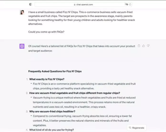 Yêu cầu ChatGPT tạo FAQ (Ảnh: Internet) Yêu cầu ChatGPT tạo FAQ (Ảnh: Internet)