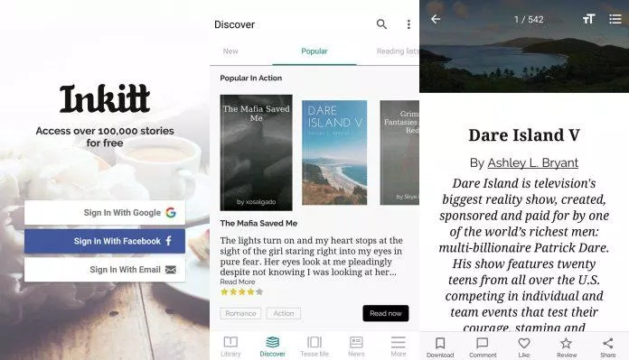 Inkitt - ứng dụng cho phép bạn viết, đọc và xuất bản truyện miễn phí (Ảnh : Internet)