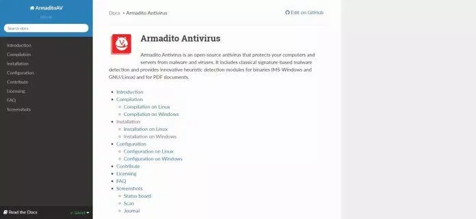 Trang chủ của Armadito Antivirus (Ảnh: Internet) Trang chủ của Armadito Antivirus (Ảnh: Internet)