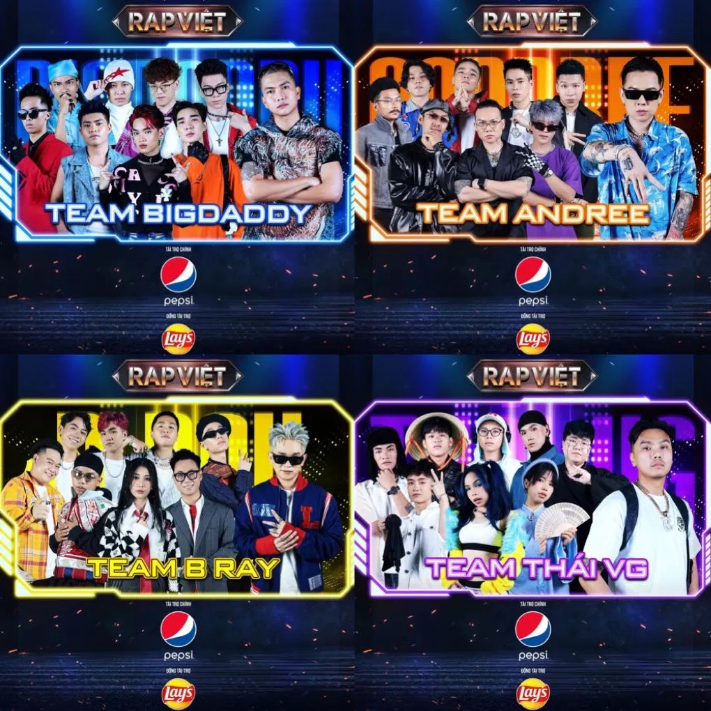 4 team Rap Việt Mùa 3 (Nguồn: BlogAnChoi) 4 team Rap Việt Mùa 3 (Nguồn: BlogAnChoi)