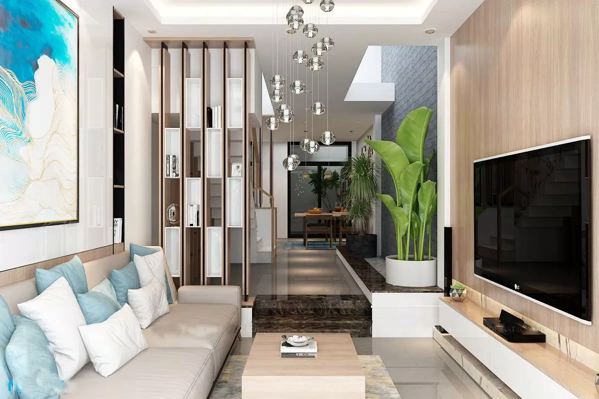 Thiết kế nội thất phòng khách nhà ống và những điều bạn không thể bỏ lỡ (Ảnh: Internet) Thiết kế nội thất phòng khách nhà ống và những điều bạn không thể bỏ lỡ (Ảnh: Internet)