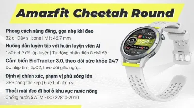 Amazfit Cheetah Round với nhiều tính năng nổi bật (Ảnh : Internet) Amazfit Cheetah Round với nhiều tính năng nổi bật (Ảnh : Internet)