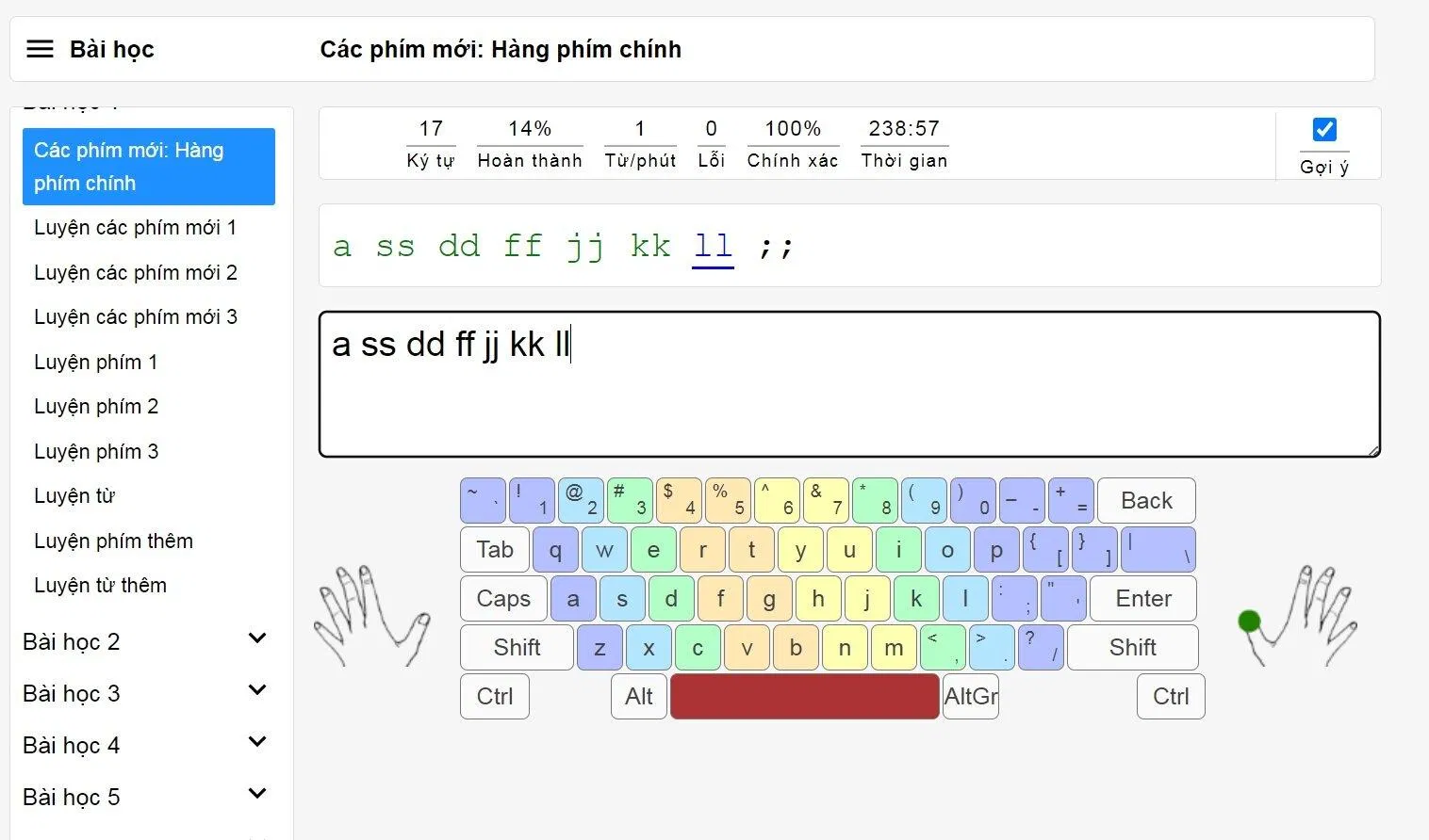 Web luyện gõ 10 ngón online (Ảnh: Internet)