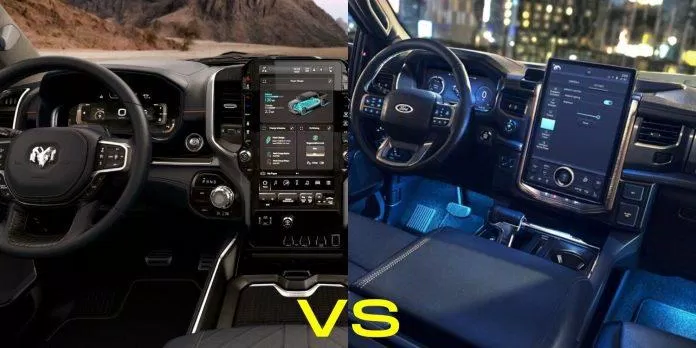 Nội thất của xe Ram 1500 REV so với F-150 Lightning (Ảnh: Internet) Nội thất của xe Ram 1500 REV so với F-150 Lightning (Ảnh: Internet)
