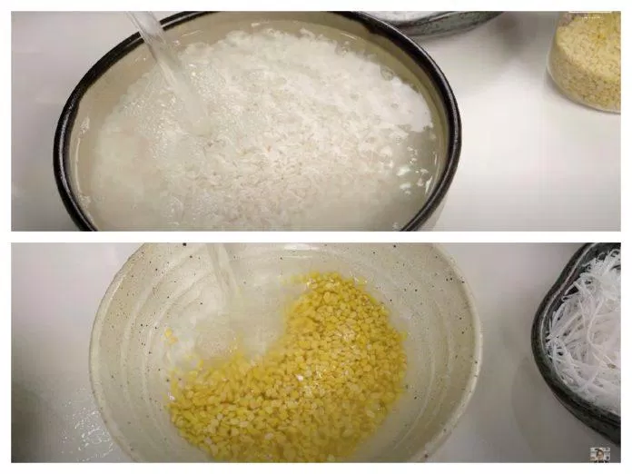 Ngâm nếp và đậu xanh. (Nguồn: Cook Béo) Ngâm nếp và đậu xanh. (Nguồn: Cook Béo)