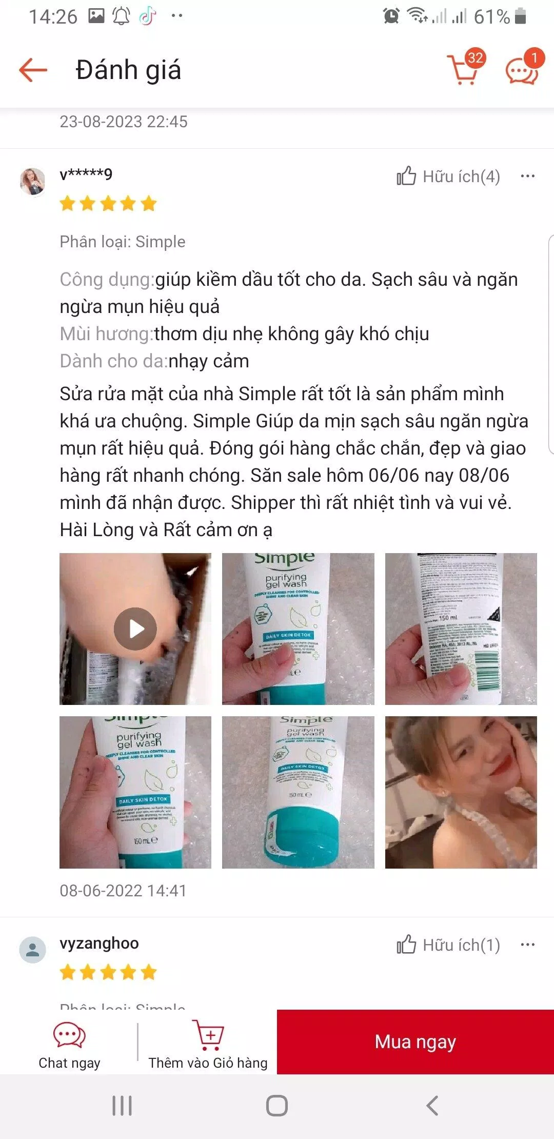 Đánh giá của khách hàng trên Shopee. Nguồn: Shopee