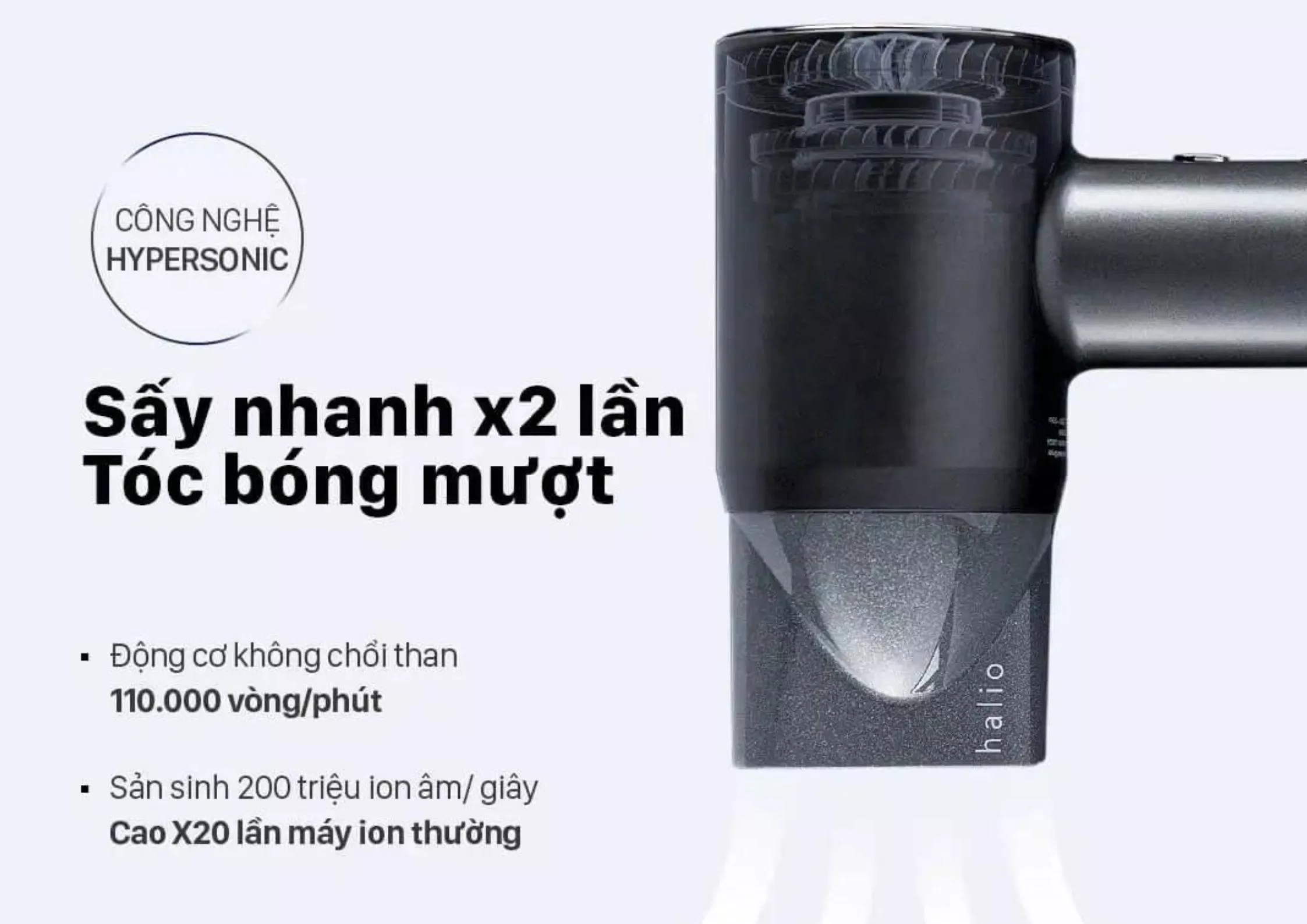 Hypersonic là một trong những công nghệ hiện đại của máy sấy tóc Halio Hypersonic Hair Dryer (Ảnh: Internet).