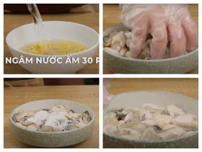 Ngâm đậu xanh và sơ chế hàu