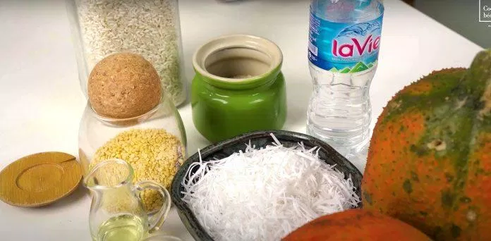 Nguyên liệu làm món xôi gấc đậu xanh