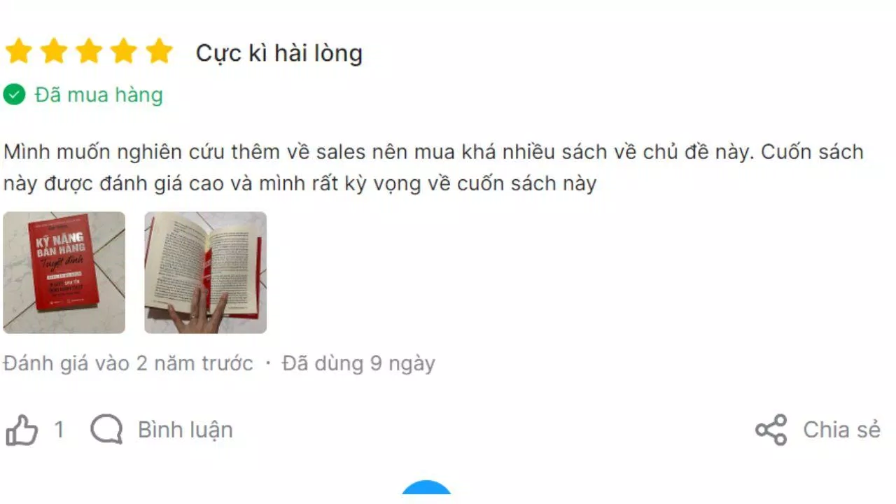 Đánh giá của độc giả trên Tiki. (Ảnh: BlogAnChoi)