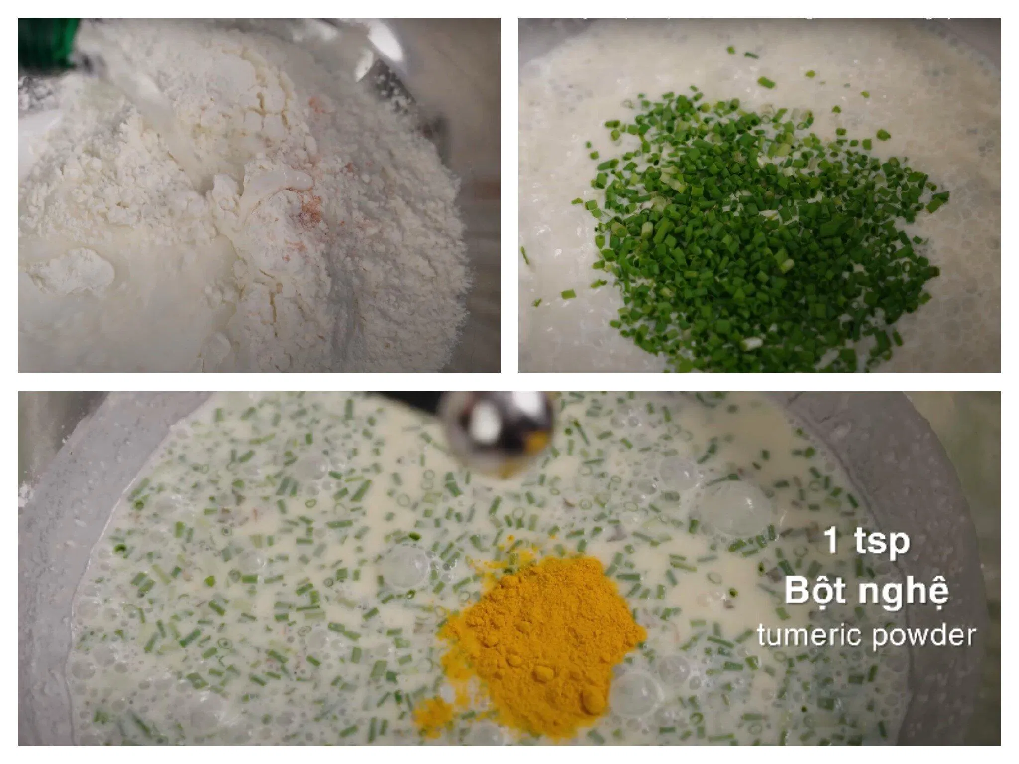 Pha bột bánh xèo