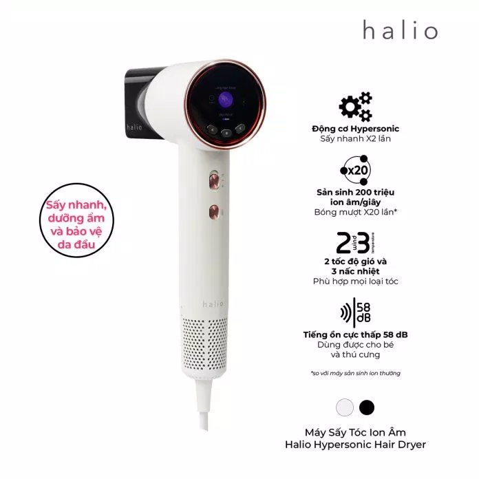 Máy sấy tóc Halio Hypersonic Hair Dryer mang lại nhiều công dụng vượt trội.