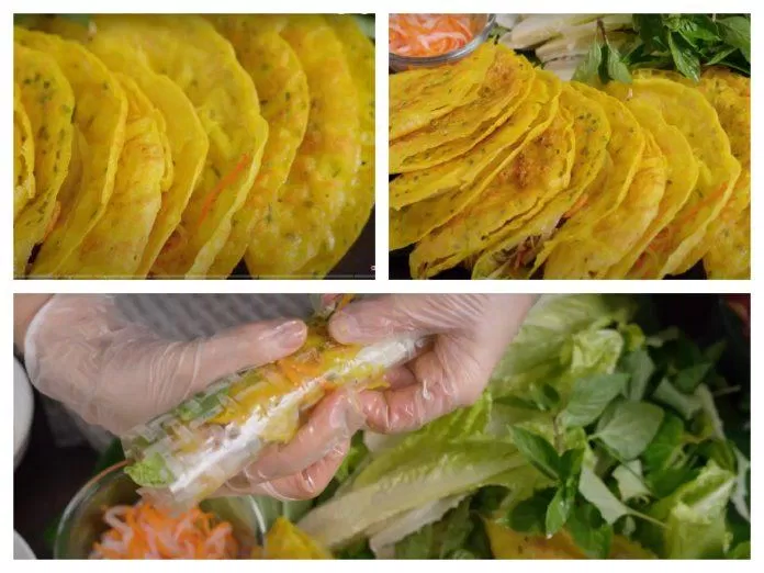 Thành phẩm bánh xèo vô cùng hấp dẫn