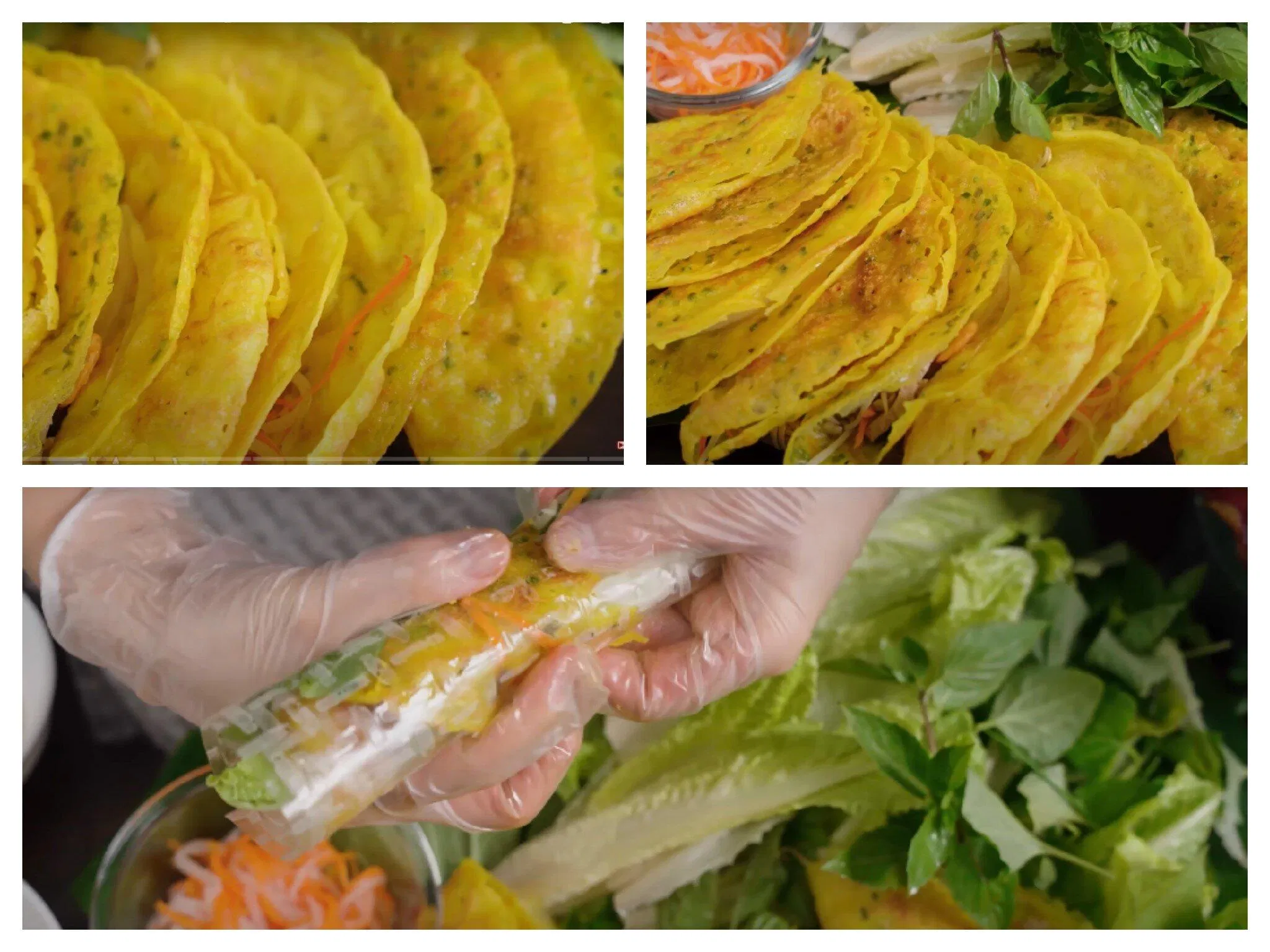 Thành phẩm bánh xèo vô cùng hấp dẫn