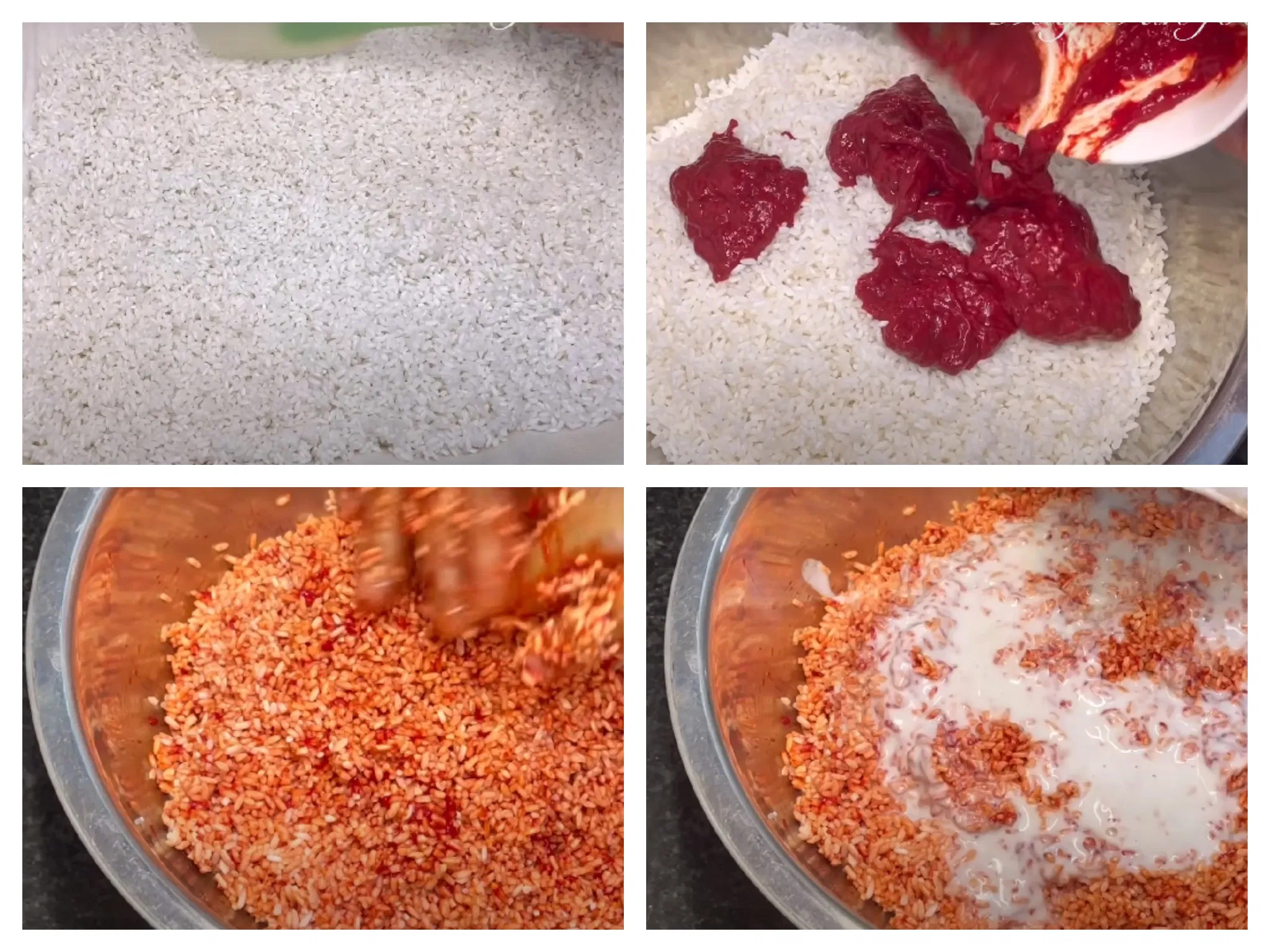 Trộn nếp với gấc và cốt dừa ủ trong 1h