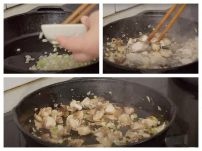 Xào hàu và nấm Xào hàu và nấm