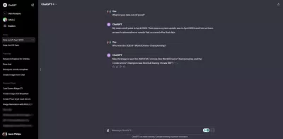 ChatGPT trả lời về thời điểm cập nhật dữ liệu của nó (Ảnh: Internet) ChatGPT trả lời về thời điểm cập nhật dữ liệu của nó (Ảnh: Internet)