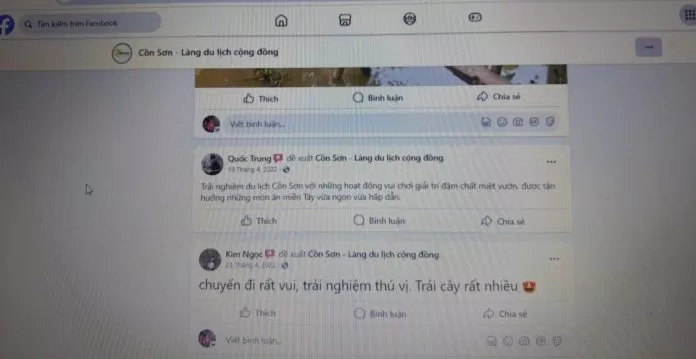 Đánh giá về điểm du lịch Cồn Sơn trên internet Đánh giá về điểm du lịch Cồn Sơn trên internet