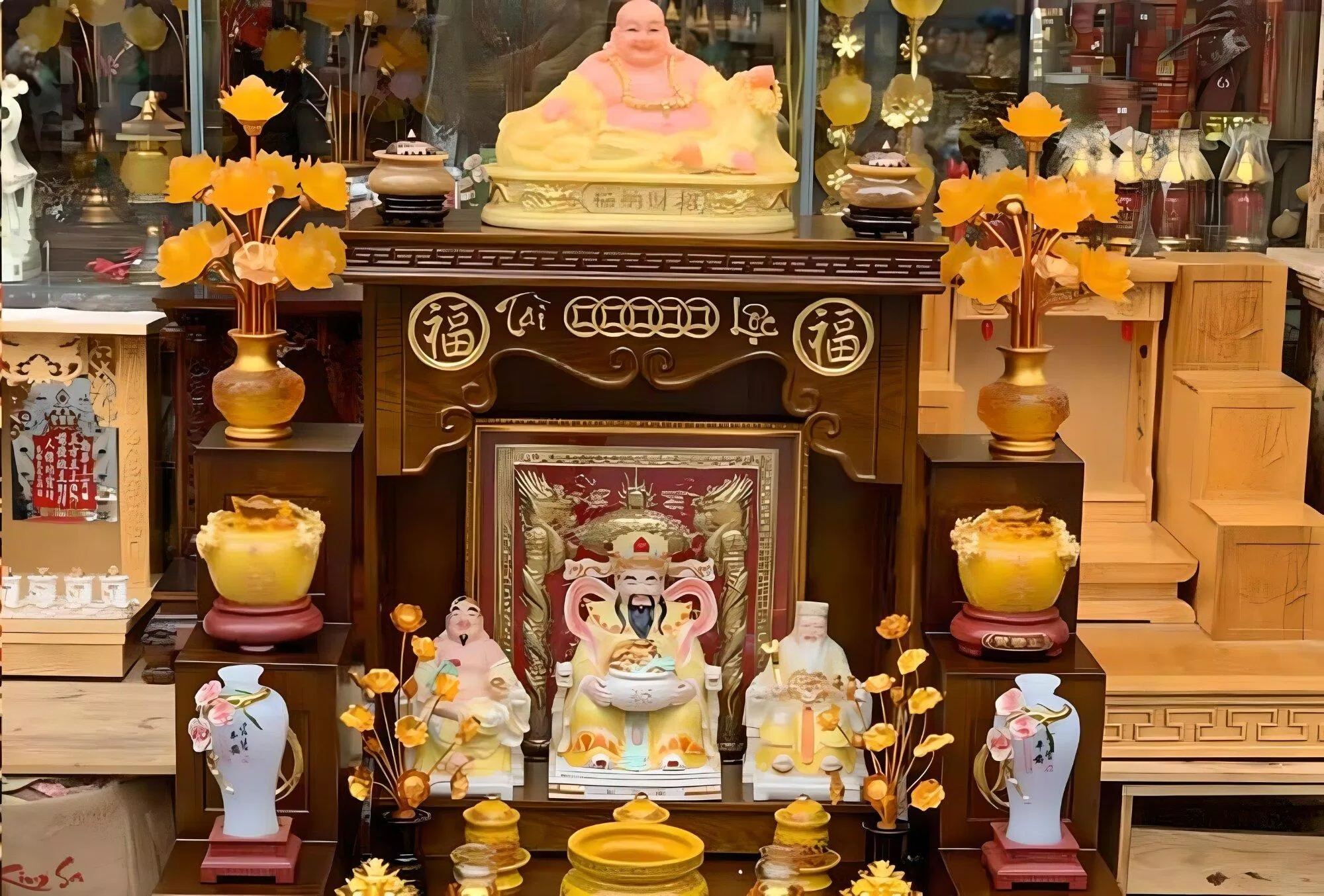 Ví dụ mẫu đặt và bài trí bàn thờ Phật theo phong thủy (ảnh: Internet)