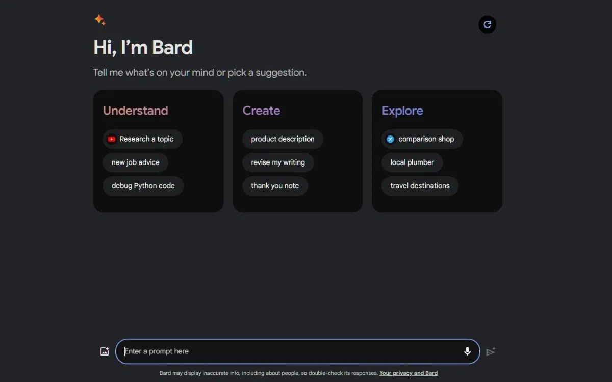 Chatbot Google Bard (Ảnh: Internet) Chatbot Google Bard (Ảnh: Internet)