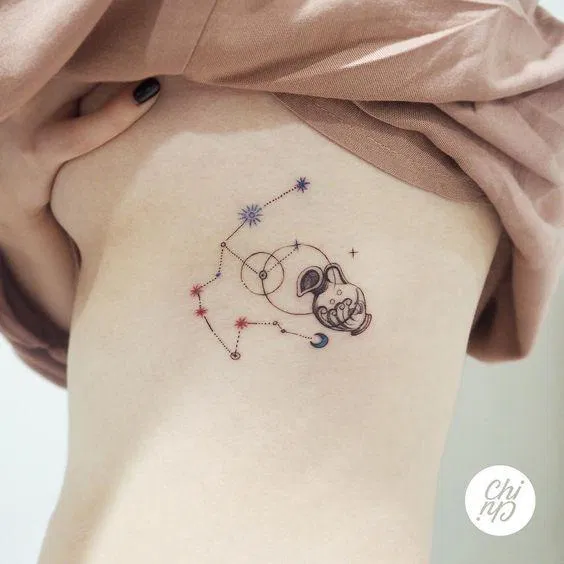 Hình xăm cung Bảo Bình đẹp nhất (Ảnh: Internet)