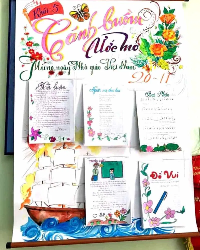 Những mẫu vẽ báo tường 20/11 đẹp nhất 2023 (Ảnh: Internet)