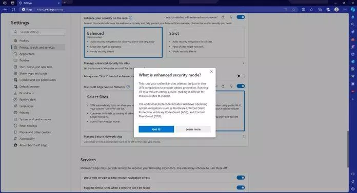 Chế độ bảo mật nâng cao của Edge (Ảnh: Internet) Chế độ bảo mật nâng cao của Edge (Ảnh: Internet)
