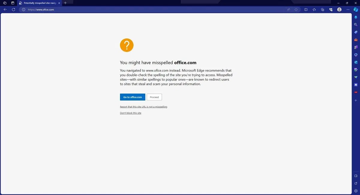 Tính năng chống lỗi đánh máy của Microsoft Edge (Ảnh: Internet) Tính năng chống lỗi đánh máy của Microsoft Edge (Ảnh: Internet)