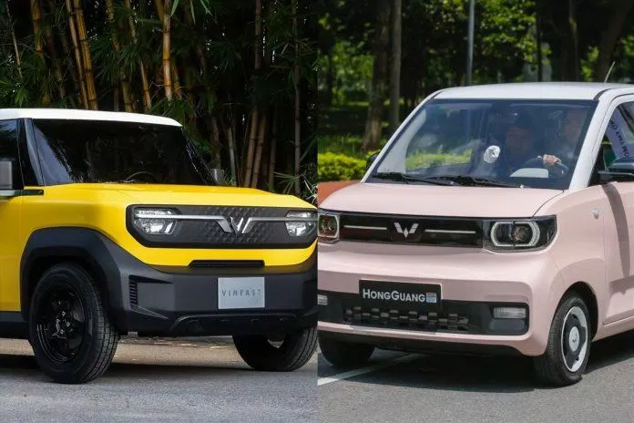 VinFast VF 3 và Hongguang Mini EV - đối thủ nặng ký của thương hiệu Việt. (Ảnh: Internet)