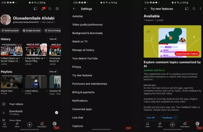 Dùng thử tính năng mới trong ứng dụng YouTube (Ảnh: Internet) Dùng thử tính năng mới trong ứng dụng YouTube (Ảnh: Internet)