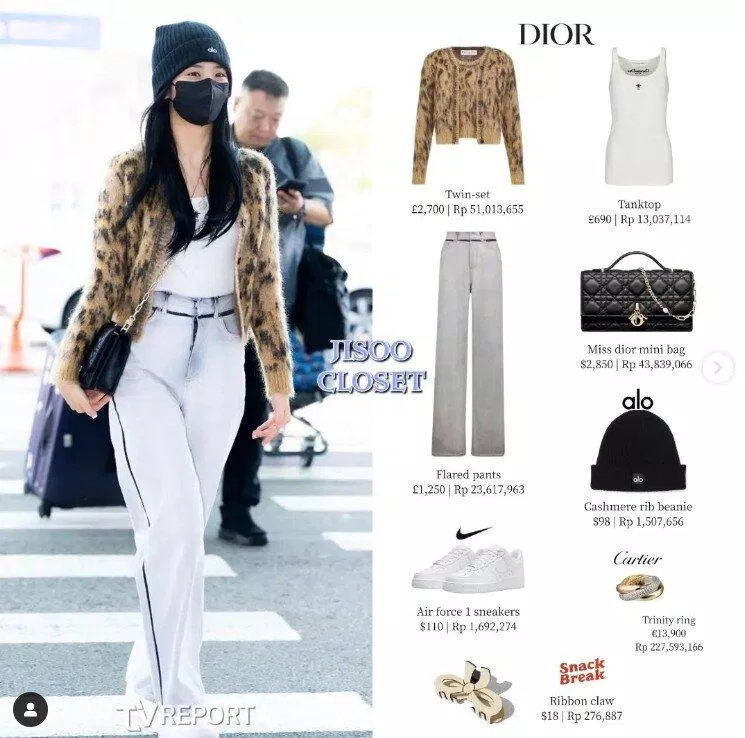 Tổng giá outfit của Jisoo ở hai ngày trên đã lên tới hơn 600 triệu đồng. (Ảnh: Internet)