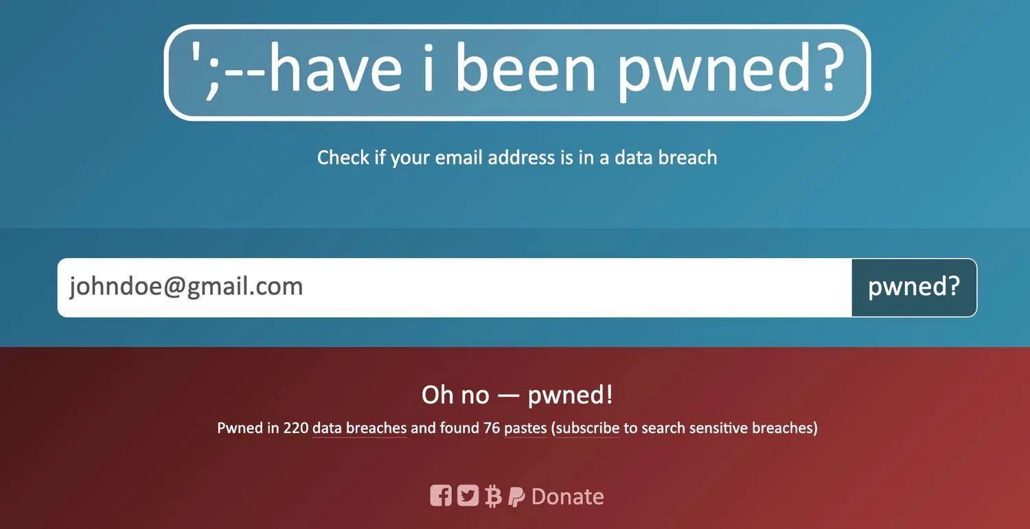 Trang web Have I Been Pwned (Ảnh: Internet)