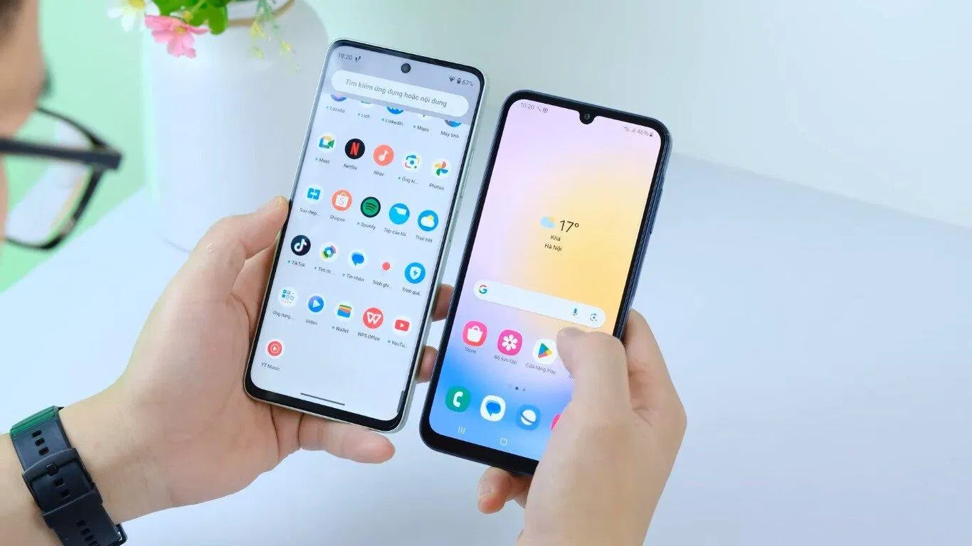 Galaxy A25 và realme C67 mặt trước (Ảnh: Internet)
